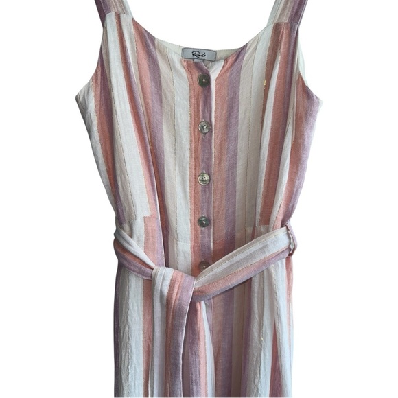 RAILS Clement ButtonFront Dress in Dusk Stripe Sleeveless Linen Blend Midi Small - Picture 9 of 11